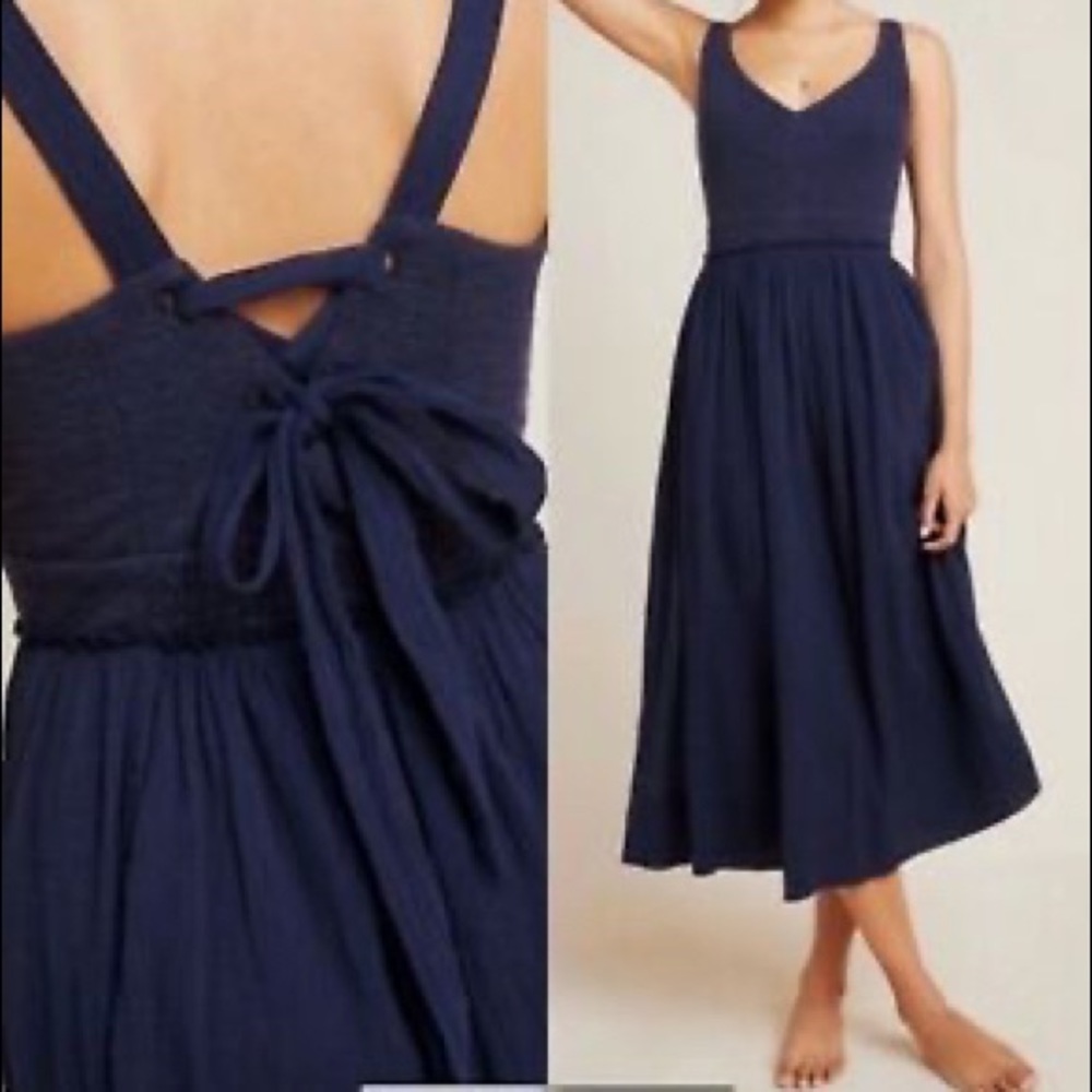 Anthropologie ELINA WOVEN DRESS Navy XS